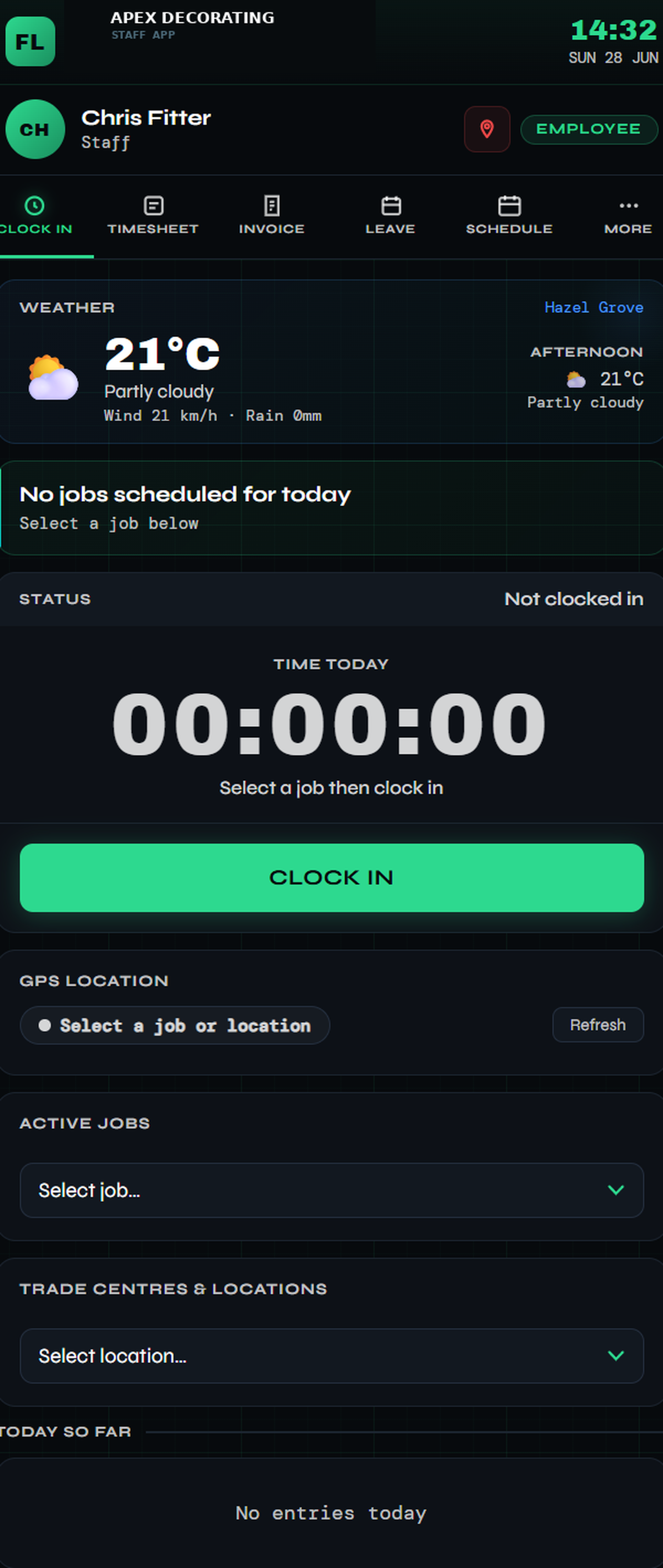 Staff Clocking App